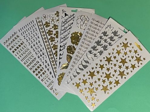 Ziersticker (selbstklebende Papierbuchstaben und -motive)