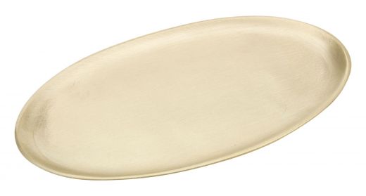 Kerzenteller oval goldfarben matt (innen ca. 15,5 cm x 8,5 cm)