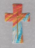 Kreuz Nr. 14 Steinmosaik rot-orange-blau-mint-grau-gold
