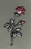 Rose mittel schwarz-silber, Blte/Knospe perm.-weinrot 10,5 cm x  5,5 cm