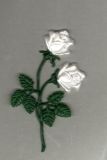 Rose mittel laubgrn, Blte perm.-wei 10,5 cm x  6,2 cm