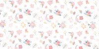 32D840M- Wachsplatte bedruckt - Blten rosa-beige-blau auf wei