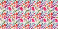 32D3108M- Wachsplatte bedruckt - Blumenwiese lachs-rose - pastellbunt