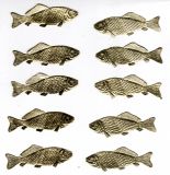 Papier-Fische geprägt gold - 5 Paare - ca. 7,5 cm lang - max. 6x verfügbar