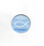Wachskreis ca. 3,4 cm - Taufe/Komm. Fisch - hellblau