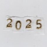 Wachszahl 2025  glanzgold 8 mm  -Modern-