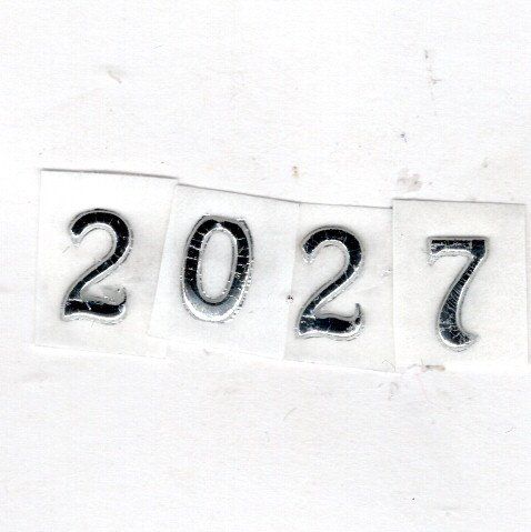 Wachszahl 2027  glanzsilber 8 mm -Modern-