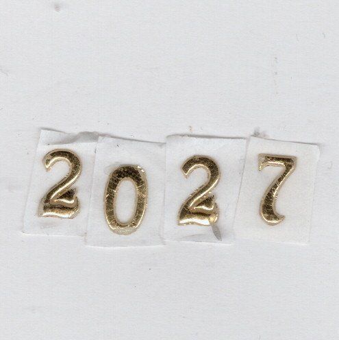 Wachszahl 2027  glanzgold 8 mm -Modern-