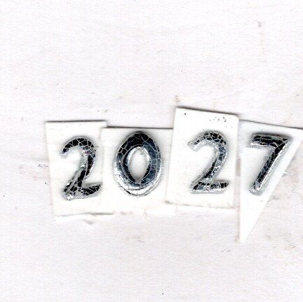 Wachszahl 2027  glanzsilber 8 mm -Classic