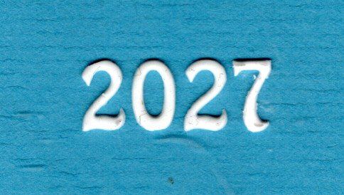 Wachszahl 2027 wei� 8 mm  -Modern-