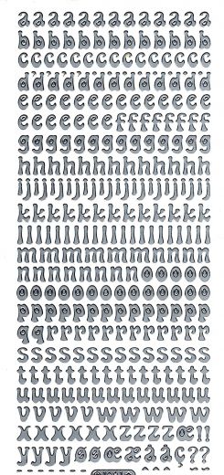 Sticker Kleinbuchstaben Alphabet - silber - ca. 9 mm