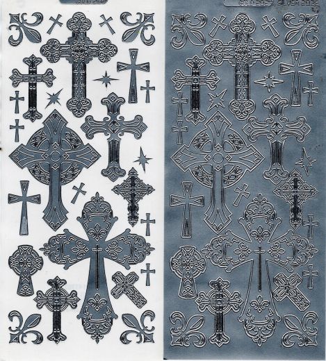 Sticker: verschiedene Kreuze - silber