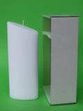 Ovalkerze abgeschrgt breit ca.230 x 90 x 55 mm, Rohling nochmal wei bertaucht -  inkl. Klarsichtkarton