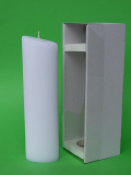 Ovalkerze abgeschrgt ca.235 x 65 x45 mm,  Rohling nochmal weiss bertaucht   - inkl. Klarsichtkarton