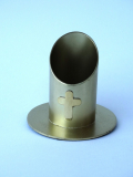 Kerzenhalter goldfarben mit polierter Kreuzverzierung fr Kerzendurchm. 4 cm