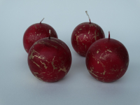 Kugelkerzen rot- gold - 4erSet - ca. 6 cm Durchmesser (nur noch 2 Sets verfgbar)