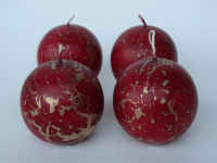 Kugelkerzen rot- gold - 4erSet - ca.  cm Durchmesser (nur noch 1 Set verfgbar)