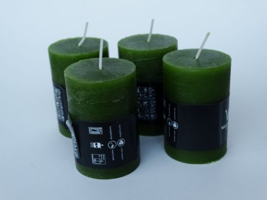 Rustikkerze 4er-Set olivgr�n 90 x 58 mm (max. 2x verf�gbar)