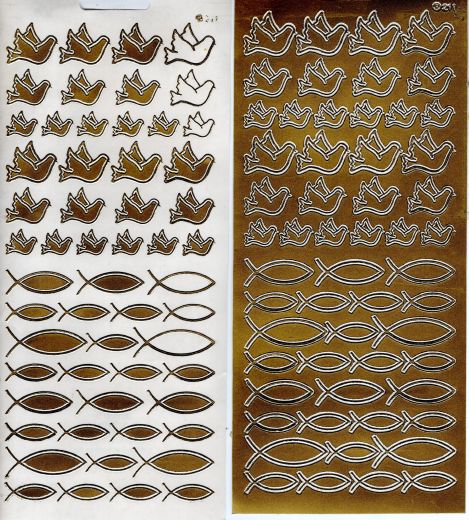 Sticker: Tauben und Fische - gold