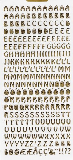 Gro�buchstaben Druckschrift gold mit � und Sonderzeichen