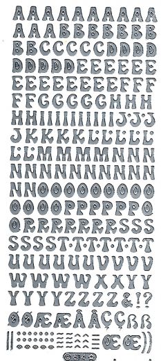 Sticker - Gro�buchstaben - Alphabet (Var. 1 )- silber ca. 9 mm