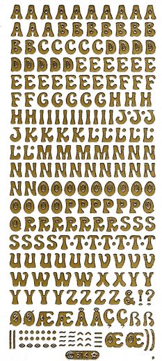 Sticker - Gro�buchstaben - Alphabet (Var. 1) - gold ca. 9 mm