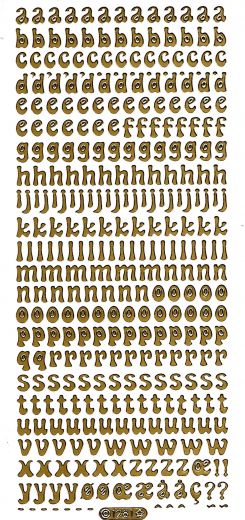 Sticker Kleinbuchstaben Alphabet - gold - ca. 9 mm
