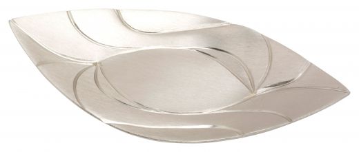 Kerzenteller oval - messing vernickelt ca. 21 x 11 cm