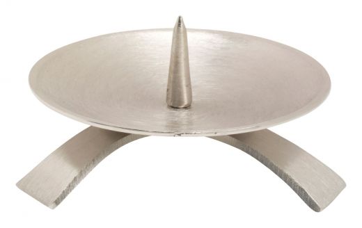 Kerzenhalter 6 F rund silberfarben matt geb�rstet- Dreifu�leuchter - 6 cm bis 7 cm (gro�er Dorn)