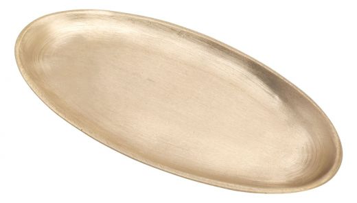 Kerzenteller oval goldfarben matt klein (au�en 12 cm x 6 cm) -nur noch 3x verf�gbar