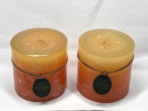2er-Set Rustikkerzen 7 cm x 7 cm Farbverlauf orange bis cremegelb (nur 1 Set verf�gbar)