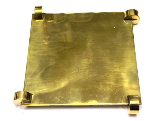 Kerzenteller quadratisch messing poliert f�r Kerzen bis 9 x 9cm (Kratzer k�nnen vorkommen) - nur noch 4x verf�gbar!!