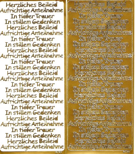 Sticker Trauer - 4 versch. Schriftz�ge - gold