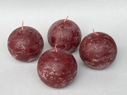 Kugelkerzen Rustik bordeaux - 4erSet - ca. 8 cm Durchmesser (nur noch 1 Set verf�gbar)