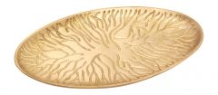 Kerzenteller oval  mit Innenmuster goldfarben matt  (au�en 17,6 cm x 8,8 cm - breitere Variante)