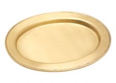 Kerzenteller oval goldfarben mit Rand