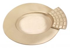 Kerzenteller oval goldfarben matt mit Dekodekor