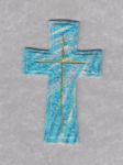 Kreuz Nr. 14 Steinmosaik blau-grau-gold