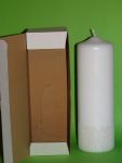 Stumpenkerze wei - 250 x 80  -  mit Glitzerrand inkl. Vollkarton