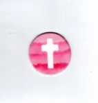 Wachskreis ca. 3,4 cm - Taufe/Komm. Kreuz - rosa