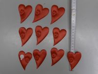 Stoffherzen rot 10er-Pack -  Gre ca 7x5 cm - nur noch 16 Pckg.  verfgbar!!