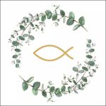 Servietten Eucalyptus Fisch wei