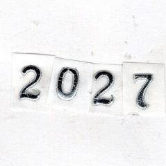 Wachszahl 2027  glanzsilber 8 mm -Modern-