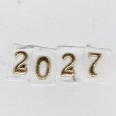 Wachszahl 2027  glanzgold 8 mm -Modern-