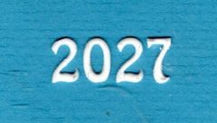 Wachszahl 2027 wei� 8 mm  -Modern-