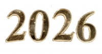 Wachszahl 2026  glanzgold 22 mm