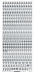 Sticker Kleinbuchstaben Alphabet - silber - ca. 9 mm