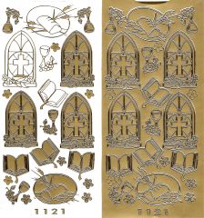 Sticker: Fenster Brot- Kelch- Bibel - gold