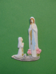 Lourdes-Madonna Nr. 02 + Bernadette, 7 cm, wei bemalt - grauer Sockel
