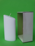 Ovalkerze abgeschrgt breit ca. 195 x 90 x 55 mm, Rohling nochmal wei bertaucht - inkl. Klarsichtkarton